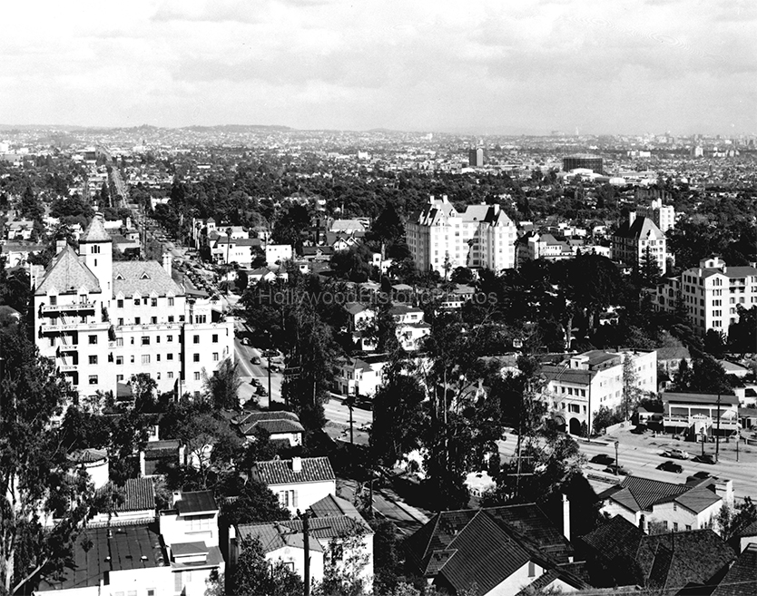Chateau Marmont Hotel 1939 Aerial view of Sunset Strip.jpg